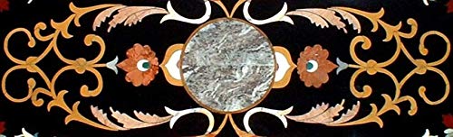 Pietra Dura Natural Black Marble 48" x 24" Inch Rectangular Dining Table Top, Stone Inlay Breakfast Table Top, Centre Table Top, Marble Outdoor Garden Table Top, Piece Of Conversation, Family HeirLoom