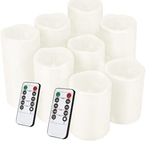 salipt Flameless Candle, LED Waterproof Candles Set of 8 (D 3'' X H 3''3''4''4''5''5''6''6) Battery Operated Candles,Flameless Candles,Resin Plastic,Indoor Outdoor Use,White