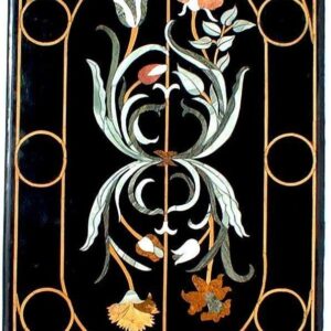 Pietra Dura Natural Black Marble 48" x 24" Inch Rectangular Dining Table Top, Stone Inlay Breakfast Table Top, Centre Table Top, Marble Outdoor Garden Table Top, Piece Of Conversation, Family HeirLoom