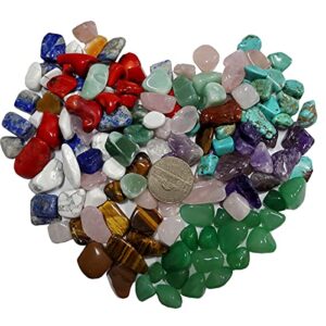 SeeuFun 7~12mm Quartz Crystal Stones Tumbled Chips Stone Home Indoor Decorative Gravel Tiger's Eye,Turquoise Rose Quartz Amethyst(0.55lb)