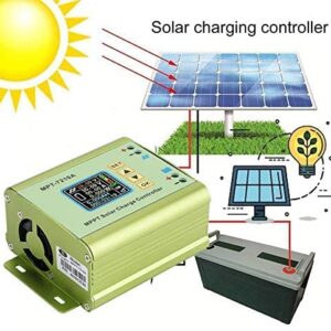 MPPT Solar Charge Controller, Solar Panel Regulator Charge Controller(100W-600W) Aluminum Alloy LCD Display Solar Controller MPT-7210A for Home Industry Boat Car