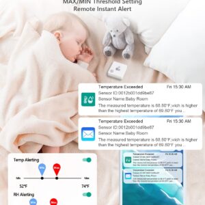 MOCREO ST6 WiFi Room Thermometer Hygrometer, Email Alarm, App Notification, Data Record Export, No Subscription Fee, Remote Wireless Temperature Sensor for RV, Warehouse, Vacation Home (3 Pack)