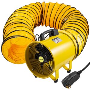 vevor utility blower fan, 12inch portable ventilator 3900m³/h 1900rpm 2800rpm high velocity two-speed cylinder fan 520w utility blower with 5m duct hose, 110v
