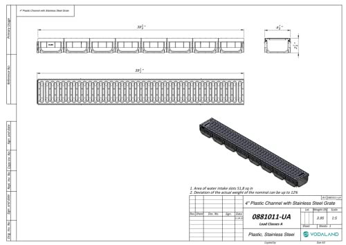 Vodaland - 4 Inch Easy 2 Stainless Pro Trench Drain Channel (4)