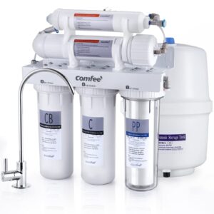 comfee’ 5-stage reverse osmosis system, nsf certified water filter for under sink, easy diy installation, ultra safe drinking water filtration system, leak-free ro system, quiet operation, 75 gpd
