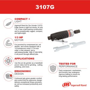 Ingersoll Rand 3101G 1/4" Heavy Duty Angle Die Grinder, Black & Rand 1/4" Air Die Grinder 3107G,Black