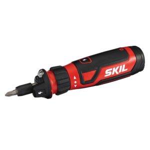 SKIL Rechargeable 4V Cordless Screwdriver Bundle with Circuit Sensor Technology, USB Charging Cable, Carrying Case, and Bit Set