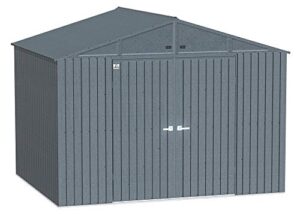 arrow shed elite 10' x 8' outdoor lockable steel storage shed building, anthracite