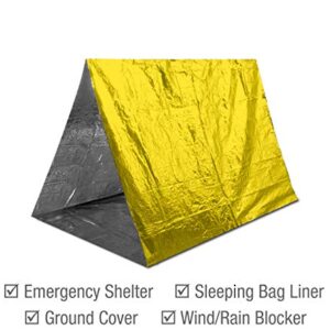 Swiss Safe Emergency Mylar Thermal Blankets + Bonus Gold Foil Space Blanket. Designed for NASA, Outdoors, Survival, First Aid, Gold, 25 Pack