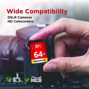 Gigastone 64GB 5-Pack SD Card UHS-I U1 Class 10 SDXC Memory Card High Speed Full HD Video Canon Nikon Sony Pentax Kodak Olympus Panasonic Digital Camera, with 5 Mini Cases