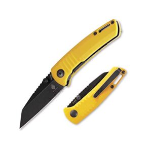 kizer knives shard, small pocket knife edc knife, yellow g-10 handle with 2.25" black n690 blade, v2531n1
