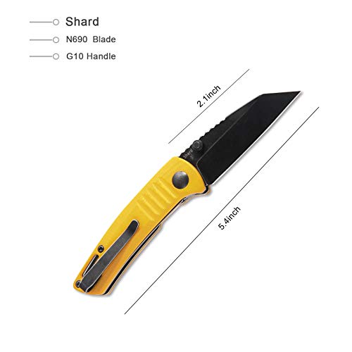 Kizer Knives Shard, Small Pocket Knife EDC Knife, Yellow G-10 Handle with 2.25" Black N690 Blade, V2531N1