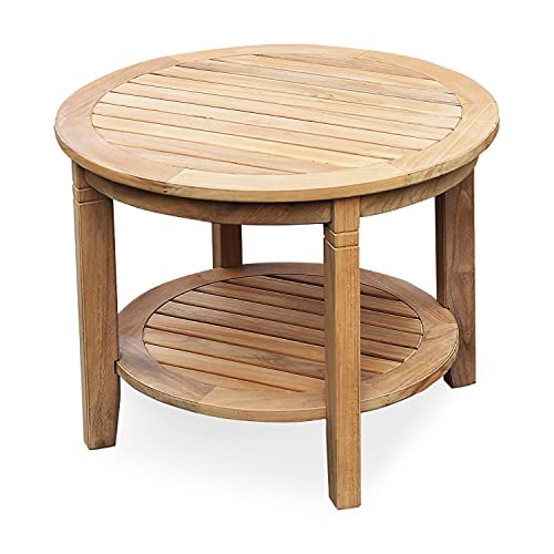 Cambridge Casual Arie Patio Side Table, Plantation Teak, 24 Inch/Natural Teak