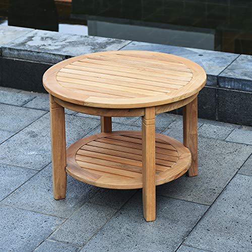 Cambridge Casual Arie Patio Side Table, Plantation Teak, 24 Inch/Natural Teak