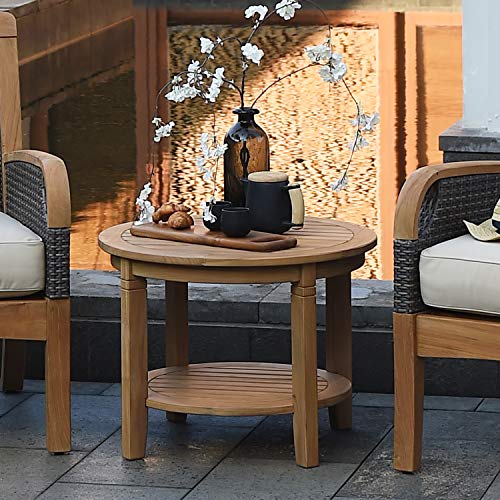 Cambridge Casual Arie Patio Side Table, Plantation Teak, 24 Inch/Natural Teak