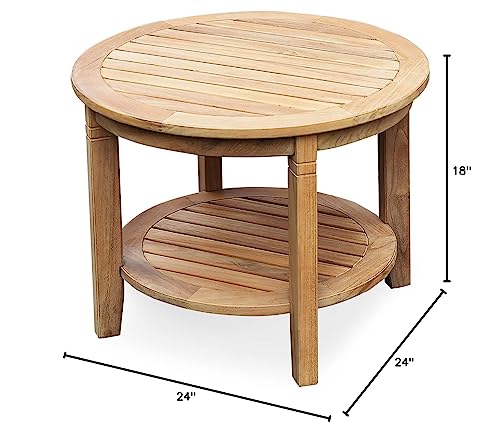 Cambridge Casual Arie Patio Side Table, Plantation Teak, 24 Inch/Natural Teak