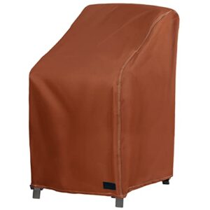 nettypro stackable chair covers waterproof outdoor stack chairs cover patio furniture stacking chair covers, fits for 4-6 stackable dining high back chairs, 26 w x 35 d x 45 h inch, brown