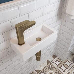 deervalley dv-1v081l liberty wall mount sink, rectangle mini vessel sink,small bathroom cloakroom white porcelain ceramic wash basin right/left hand (left hand) (left hand)