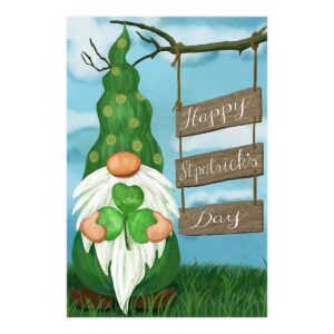 morigins happy st patrick's day leprechaun clover double sided spring house flag 28x40 inch