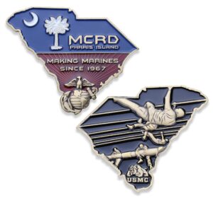 usmc parris island challenge coin - mcrd marine corps recruit depot military coin - challenge coin designed by marines for marines! officially licensed