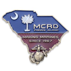 USMC Parris Island Challenge Coin - MCRD Marine Corps Recruit Depot Military Coin - Challenge Coin Designed by Marines for Marines! Officially Licensed