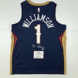 Autographed/Signed Zion Williamson New Orleans Pelicans Blue Swingman Nike Basketball Jersey Fanatics COA