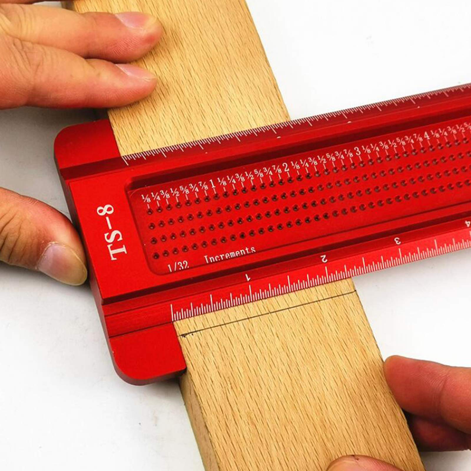 YWNYT Woodworking Scriber, Multifunction Woodworking Aluminum Alloy Measure Ruler for Carpenter (Large)