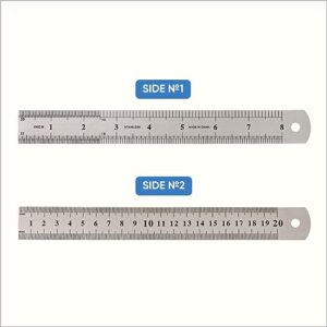 Stainless Steel Metric and Imperial Ruler - 8 Inches (20 cm) - Metal Flexible Ruler - Centimeters & Inch Metal Ruler Steel