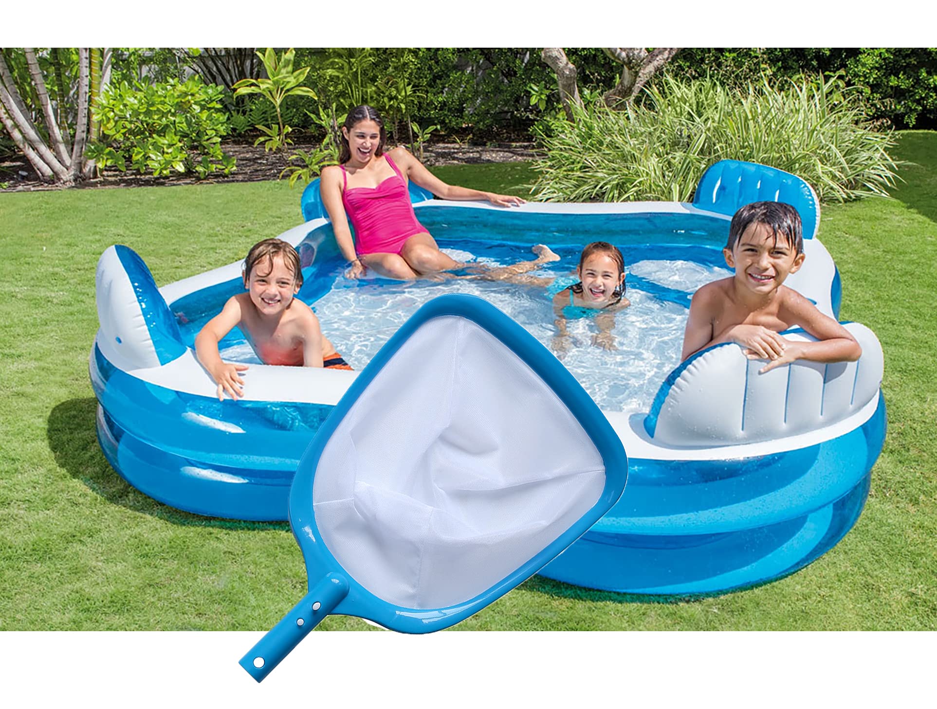 ATIE Pool Spa Leaf Skimmer Net with White Ultra Fine Mesh with 4" Deep Pocket Great for Removing Leaves & Debris in In-Ground Pool Spa and Above Ground Pool, Inflatable Pool, Hot Tub, and Fountain