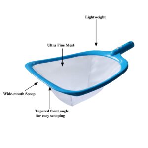 ATIE Pool Spa Leaf Skimmer Net with White Ultra Fine Mesh with 4" Deep Pocket Great for Removing Leaves & Debris in In-Ground Pool Spa and Above Ground Pool, Inflatable Pool, Hot Tub, and Fountain