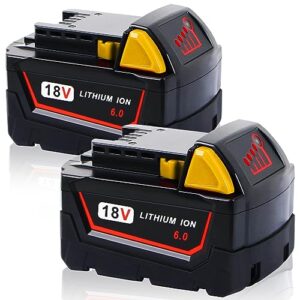 【upgrade】 2pack 6.0ah 18v replace battery 48-11-1810 48-11-1820 for mil 18v battery 48-11-1850 48-11-1828 48-11-1860 cordless power tools high capacity lithium ion battery