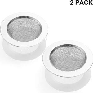 LASSHSWA 2 PCS Kitchen Sink Strainer Stainless Steel, Kitchen Sink Drain Strainer， Sink Strainers with Large Wide Rim 4.5" Diameter for Kitchen Sinks