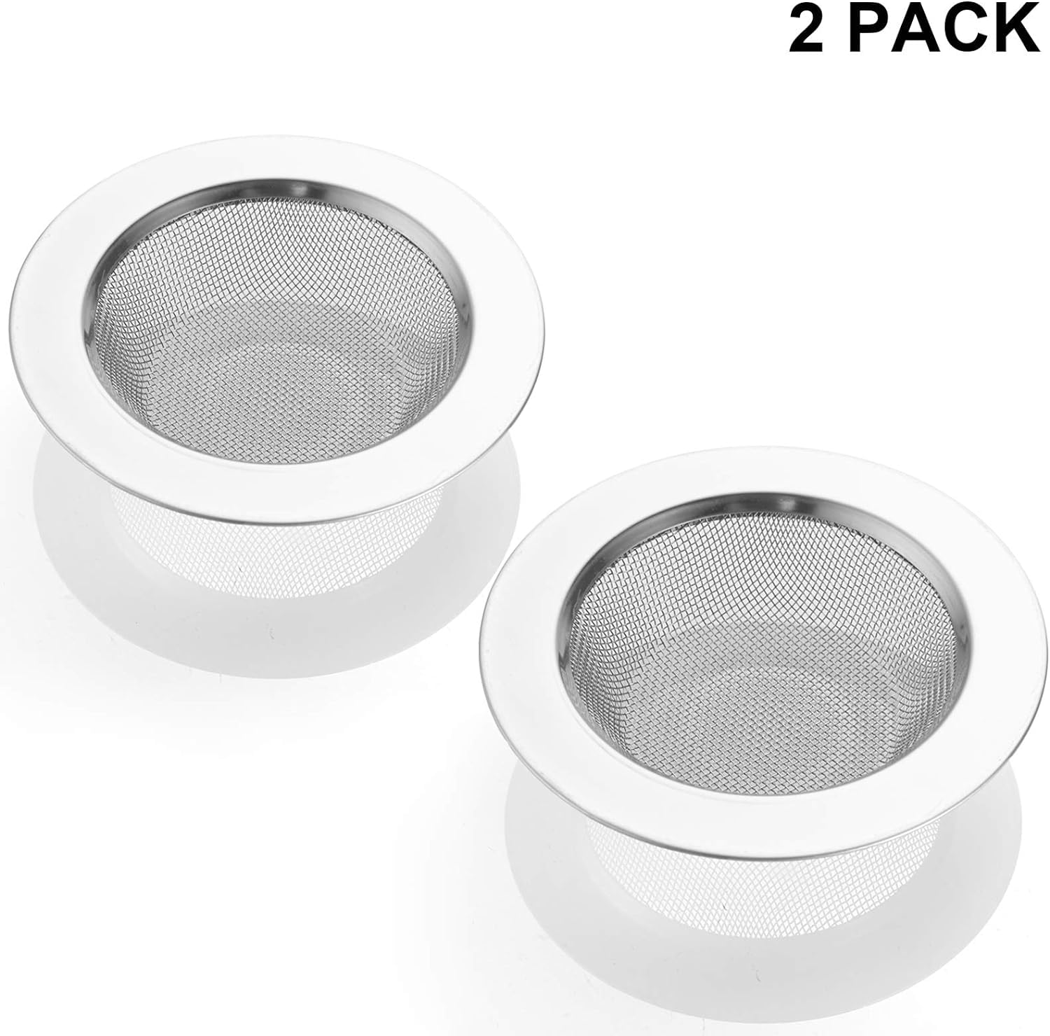 LASSHSWA 2 PCS Kitchen Sink Strainer Stainless Steel, Kitchen Sink Drain Strainer， Sink Strainers with Large Wide Rim 4.5" Diameter for Kitchen Sinks