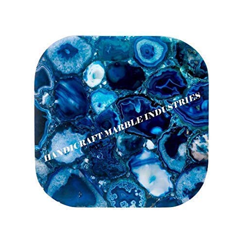 Blue Agate Stone Square Coffee Table Top, Blue Agate Stone Square Centre Table Top, Blue Agate Stone Dining Table Top, Blue Agate Square Side Table Top, Piece Of Conversation, Family HeirLoom