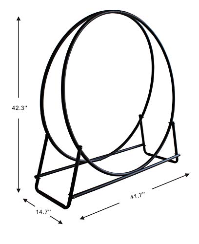 Everflying Price 40 Inch Firewood Log Hoop Rack, Round Tubular Steel Outdoor Wood Storage Holder, Black