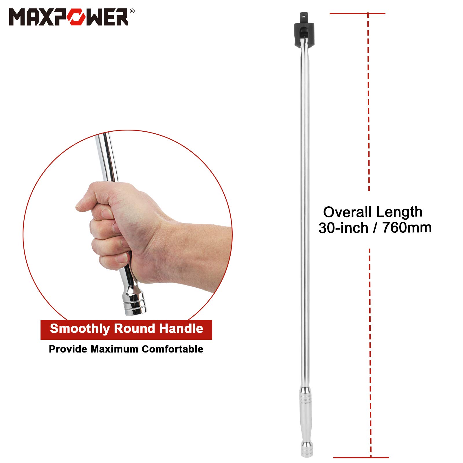 MAXPOWER 30-inch Breaker Bar 1/2 drive with Flex Handle