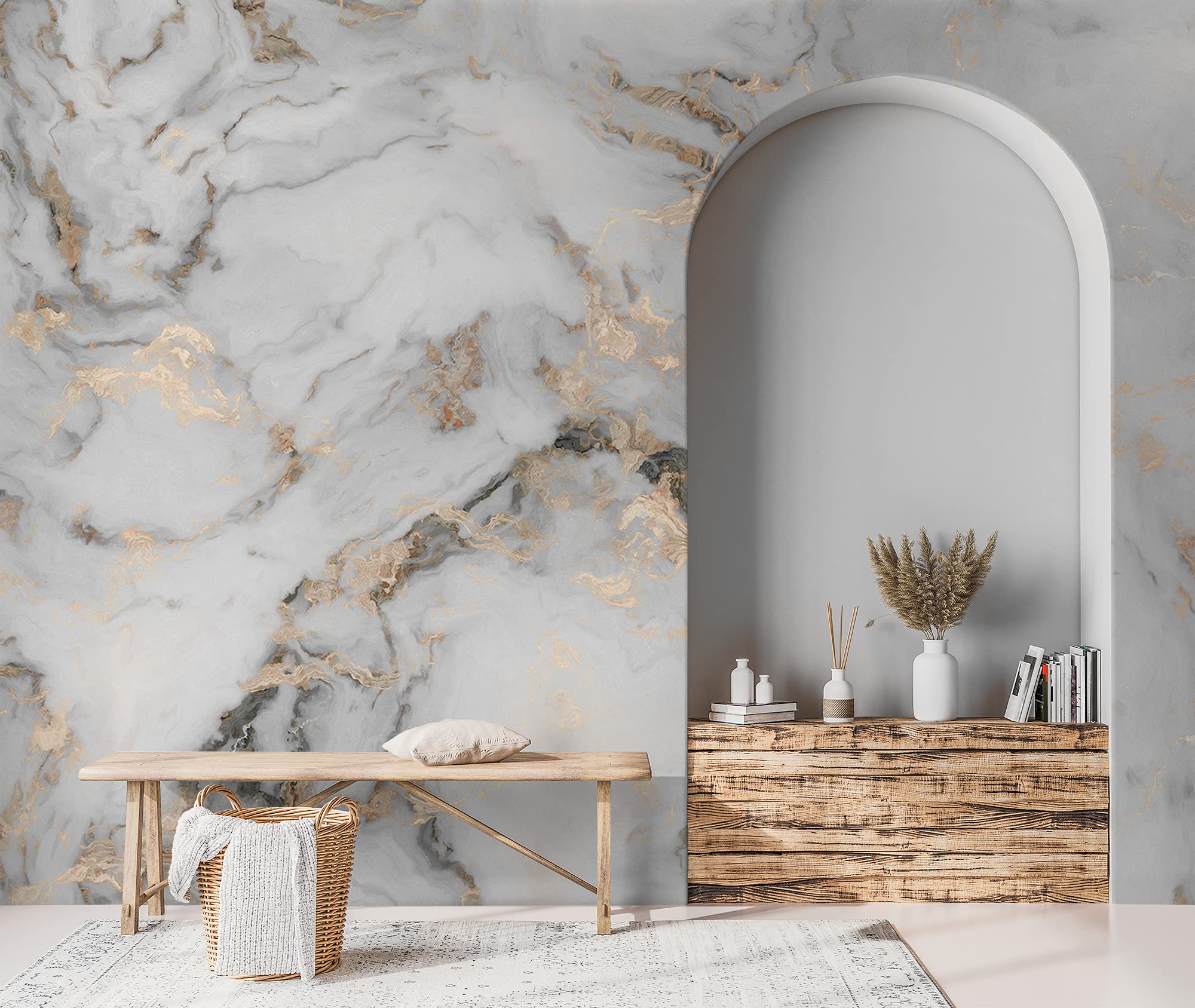 Murwall Art Wallpaper Gold Marble Wallpaper Scandinavian White Gray Smoke Wallpapers Minimalist Wall Murals