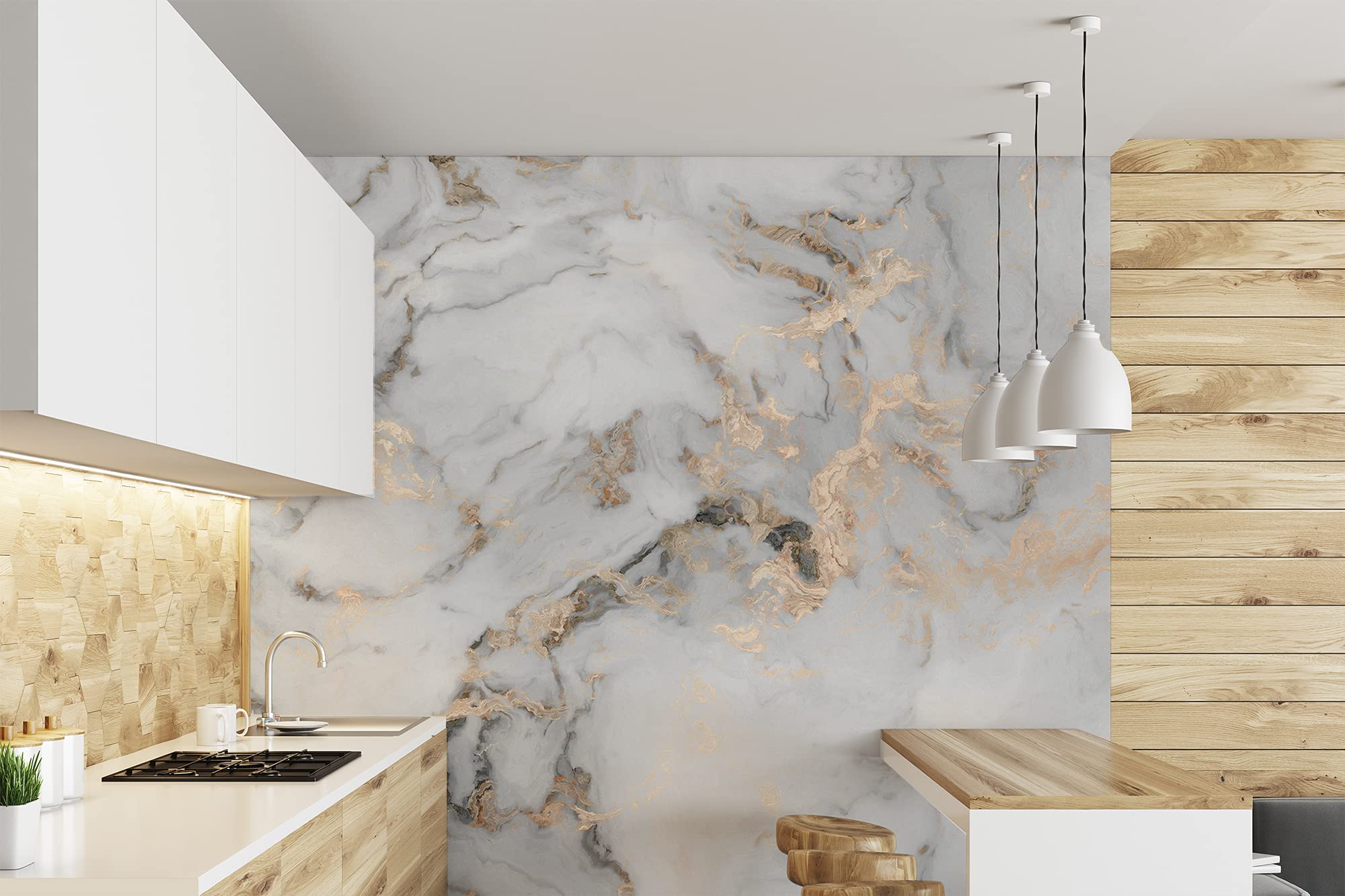 Murwall Art Wallpaper Gold Marble Wallpaper Scandinavian White Gray Smoke Wallpapers Minimalist Wall Murals