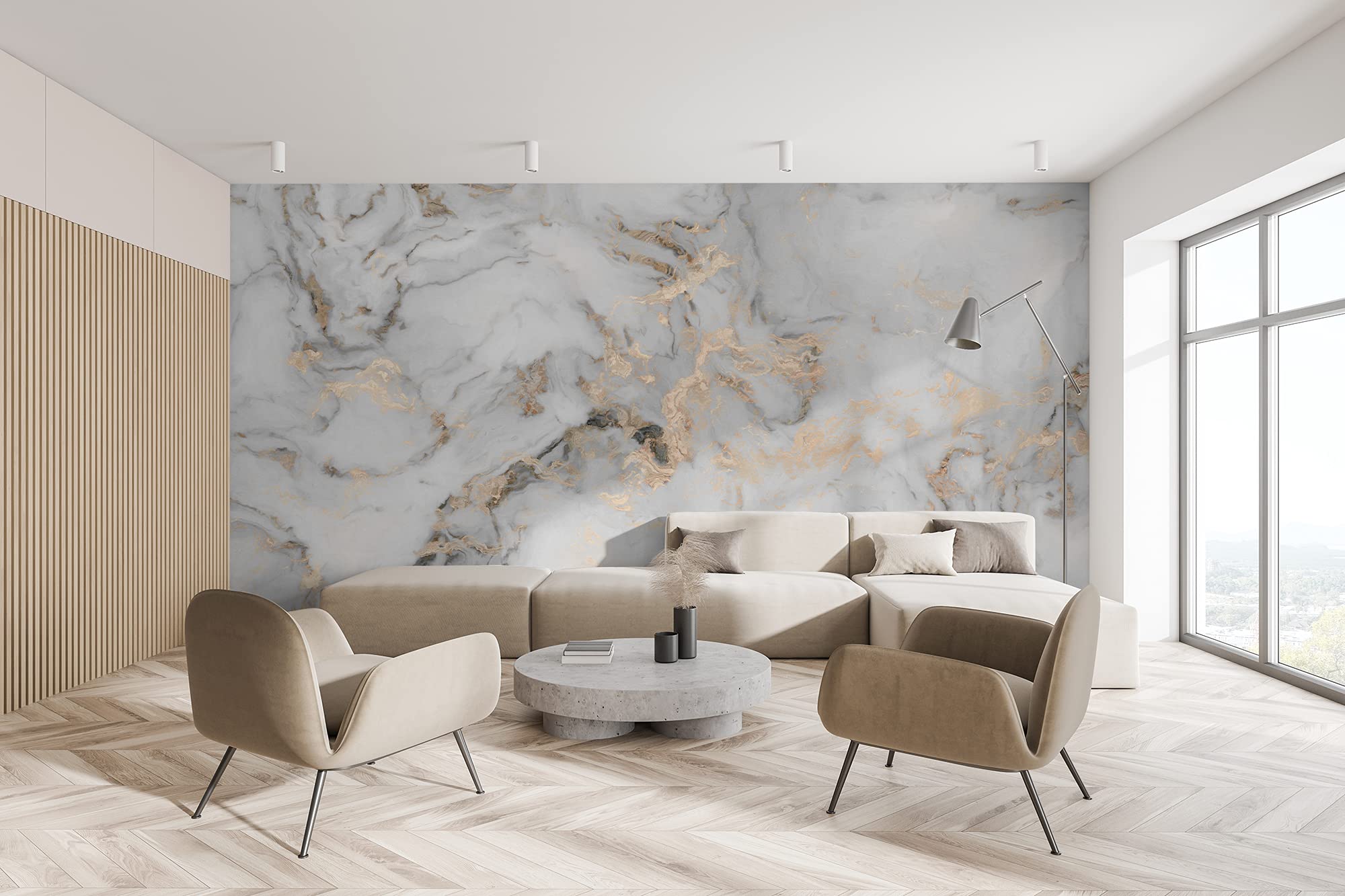 Murwall Art Wallpaper Gold Marble Wallpaper Scandinavian White Gray Smoke Wallpapers Minimalist Wall Murals