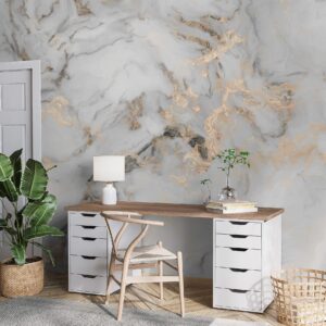 Murwall Art Wallpaper Gold Marble Wallpaper Scandinavian White Gray Smoke Wallpapers Minimalist Wall Murals