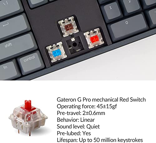 Keychron K10 RGB Full Size Layout Hot-Swappable Mechanical Keyboard for Mac Windows, Multitasking 104-Key Bluetooth Wireless/USB Wired Gaming Keyboard with Gateron G Pro Red Switch Aluminum Frame