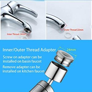 Universal Splash Filter Faucet, 720° Big Angle Swivel Sprayer Head Leakproof Double O-Ring Design with 4-Layer Net Filter