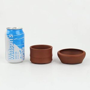 Happy Bonsai 2 pc 3.1" + 3.7" Unglazed Round Ceramic Succulent Planter Pot Set