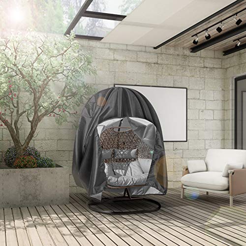 Tocawe Patio Hanging Chair Cover,210D Oxford Wicker Egg Swing Chair Covers Waterproof Windproof Anti-UV for Outdoor Swing for Egg Swing Chair Patio Stand Cover with Zipper (90.5” H x 78.7” D)