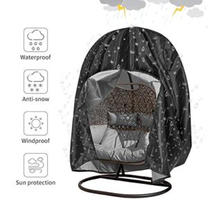 Tocawe Patio Hanging Chair Cover,210D Oxford Wicker Egg Swing Chair Covers Waterproof Windproof Anti-UV for Outdoor Swing for Egg Swing Chair Patio Stand Cover with Zipper (90.5” H x 78.7” D)