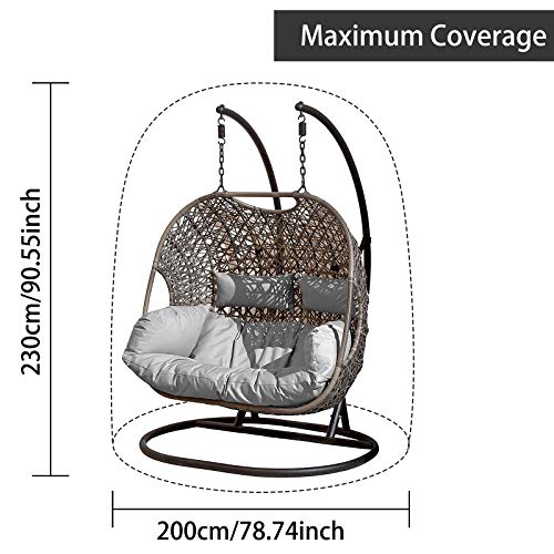 Tocawe Patio Hanging Chair Cover,210D Oxford Wicker Egg Swing Chair Covers Waterproof Windproof Anti-UV for Outdoor Swing for Egg Swing Chair Patio Stand Cover with Zipper (90.5” H x 78.7” D)