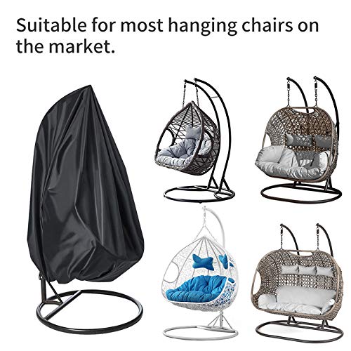 Tocawe Patio Hanging Chair Cover,210D Oxford Wicker Egg Swing Chair Covers Waterproof Windproof Anti-UV for Outdoor Swing for Egg Swing Chair Patio Stand Cover with Zipper (90.5” H x 78.7” D)