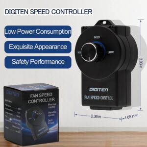 DIGITEN Variable Speed Controller Exhaust Variable Speed Fan Speed Adjuster Vent Blower Speed Adjuster for Duct Inline Fan Speed Controol Governor for Ventilation Fan