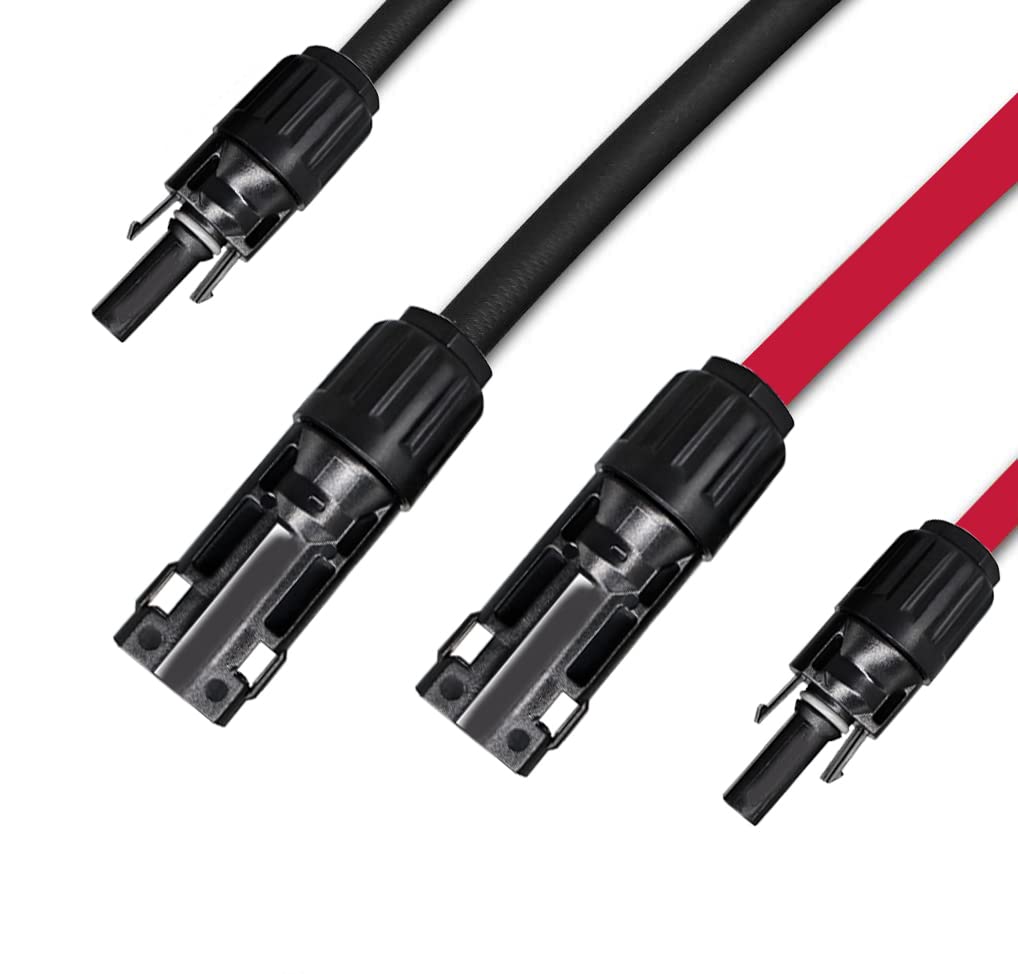 Slocable Solar Panel Extension Cable - 20ft 10awg Solar Cable with IP68 Solar Female and Male PV Cable Connectors (10ft Red + 10ft Black)