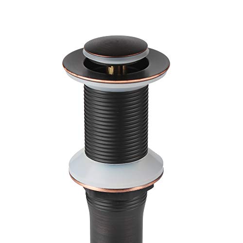 Oil Rubbed Bronze Pop Up Drain with Detachable Basket, Bathroom Vessel Lavatory Vanity Faucet Sink Drain Stopper, ORB Without Overflow